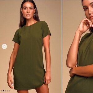 Size Small Shift and Shout Olive Green Shift Dress